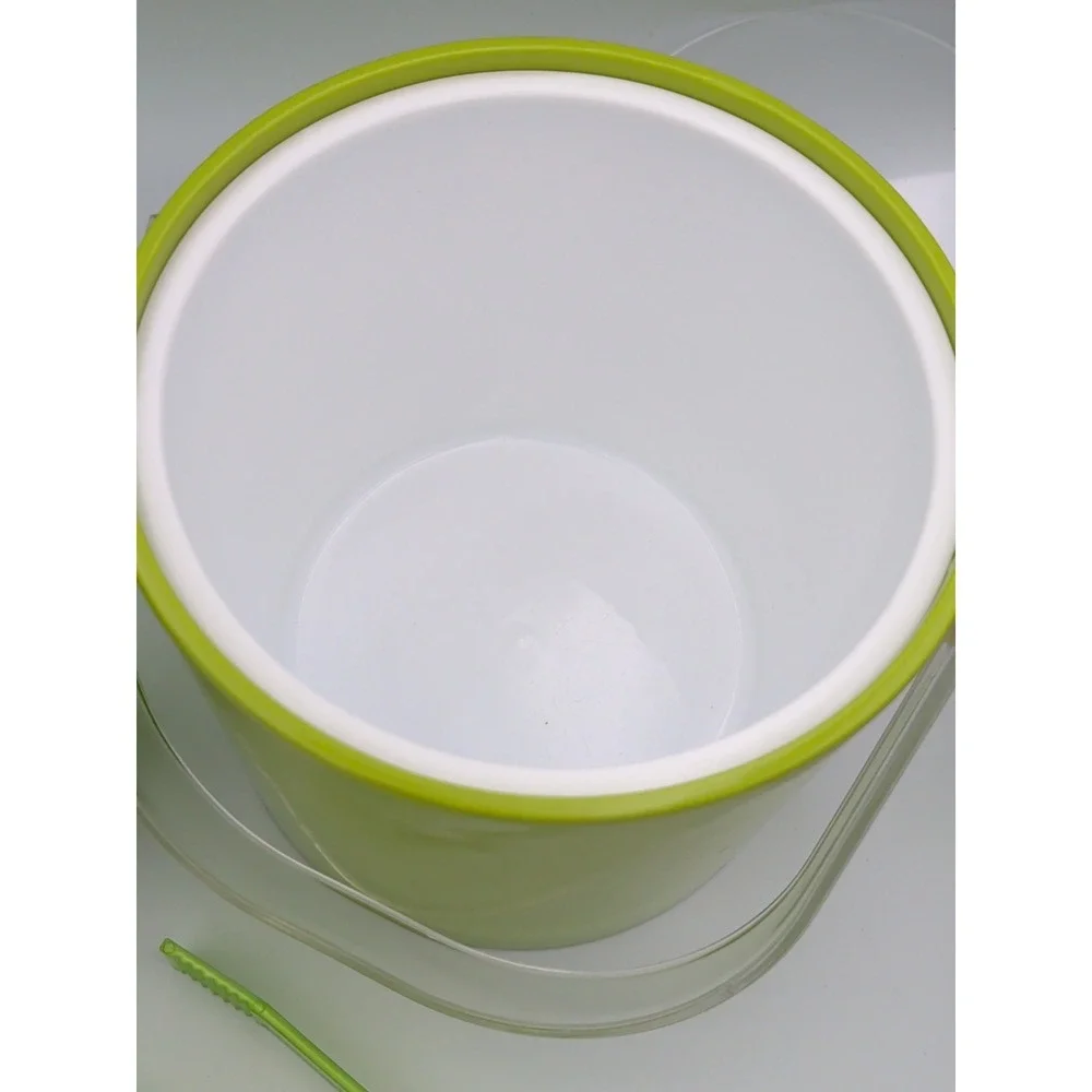 Set Of 8 Crate & Barrel Pearl Kiwi 18 Oz. Cooler Cups & Ice Bucket With Tongs